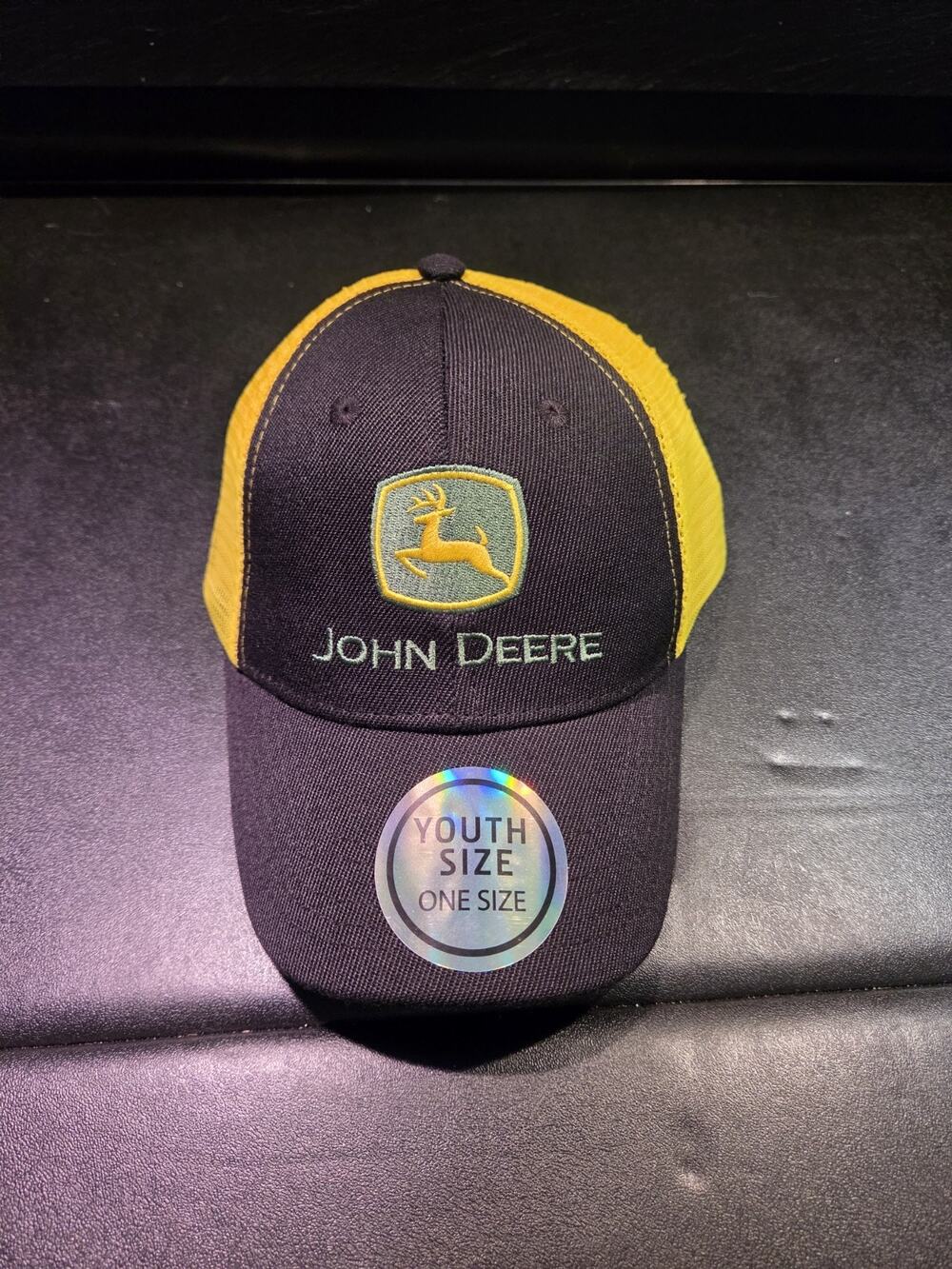 Hat Black Yellow Core Logo One Size Agriculture Theme John Deere Youth Trucker